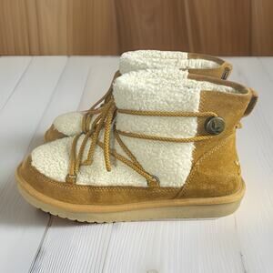 KOOLABURRA BY UGG Michon Mini Chestnut Suede Sheepskin Women's Boots Size 9